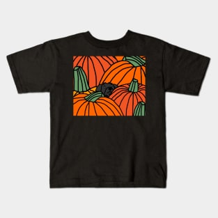 Pumpkin Patch with Cute Dog Ready for Halloween Kids T-Shirt